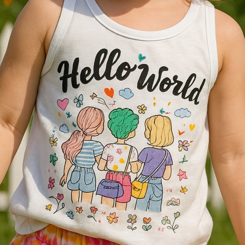 Garanimals 365 Kids Tank Top White Girls Size 6 Racerback Graphic